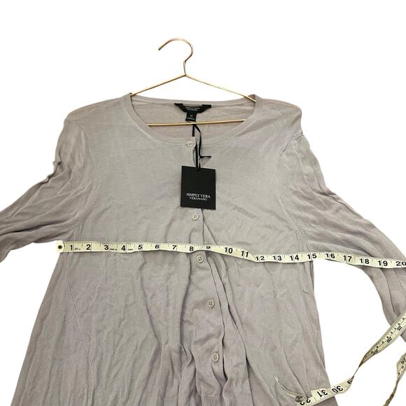 Simply Vera verawang lightweight pale purple button front cardigan - Picture 4 of 5